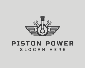 Piston - Piston Wrench Mechanic logo design