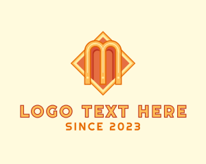 Art Deco - Orange Art Deco Letter M logo design