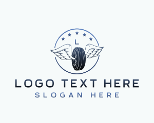 Wheel - Tire Wings Vulcanizing logo design