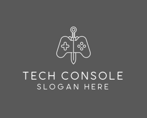 Minimalist Sword Console logo design