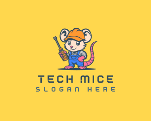 Electrician Mouse Hardhat logo design