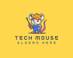 Electrician Mouse Hardhat logo design