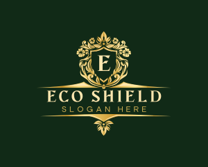 Floral Elegant Shield logo design