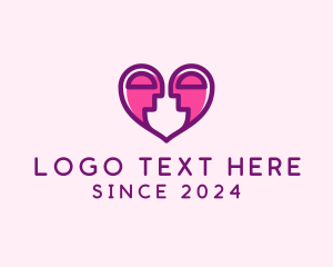 People - Couple Dating Heart logo design