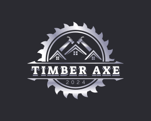 Sawblade Hammer Carpentry logo design