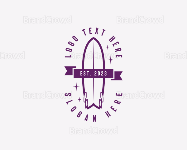 Beach Tropical Surfboard Logo