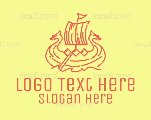 Vintage Viking Ship Logo