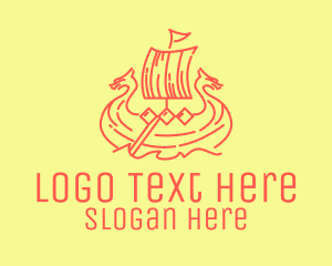 Ship - Vintage Viking Ship logo design