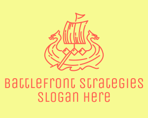 Warfare - Vintage Viking Ship logo design