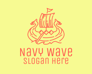 Navy - Vintage Viking Ship logo design