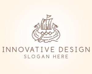 Longship Viking Ship logo design