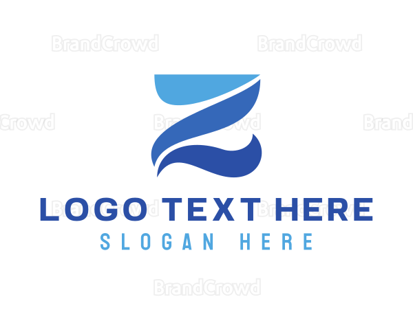 Blue Curvy Z Logo