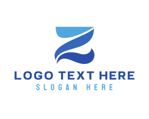 Swoosh - Blue Curvy Z logo design