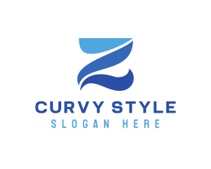 Curvy - Blue Curvy Z logo design