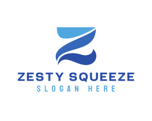 Blue Curvy Z logo design