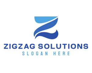 Blue Curvy Z logo design