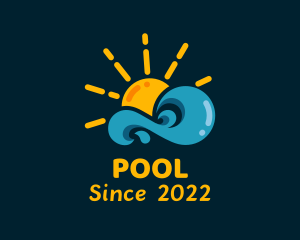 Sun Beach Wave logo design