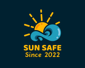 Sun Beach Wave logo design