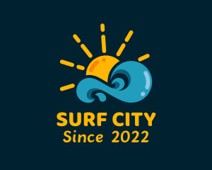 Sun Beach Wave logo design