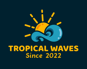 Sun Beach Wave logo design