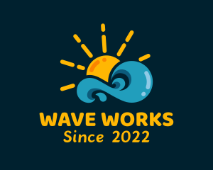 Sun Beach Wave logo design