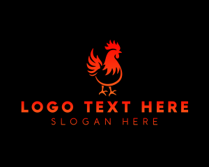 Rotisserie - Rooster Bbq Flame logo design