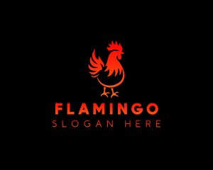 Rooster Bbq Flame Logo