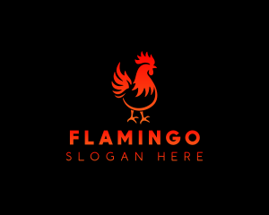 Poultry - Rooster Bbq Flame logo design