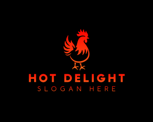 Rooster Bbq Flame logo design