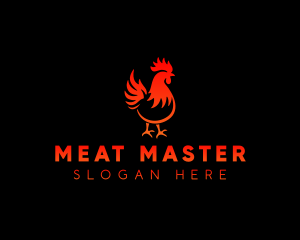 Rooster Bbq Flame logo design