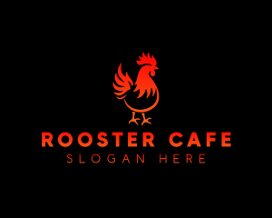 Rooster Bbq Flame logo design