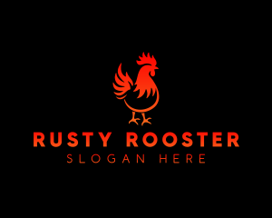 Rooster Bbq Flame logo design