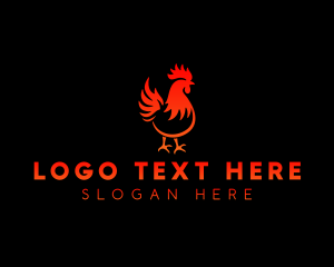 Bbq - Rooster Bbq Flame logo design