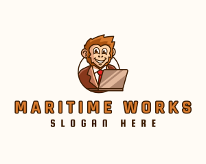 Monkey Office Worker logo design