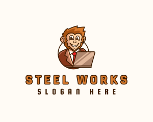 Monkey Office Worker logo design