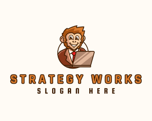 Monkey Office Worker logo design