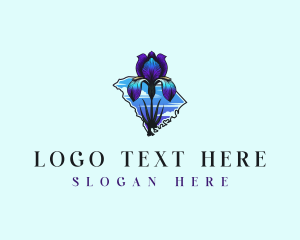 Map - South Carolina Iris Flower logo design