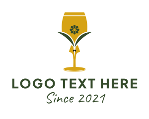 Wine - Organic Kombucha Glass logo design