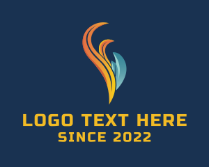 Heating System - Abstract Liquid Flame logo design