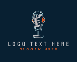 Podcast - DJ Microphone Streaming logo design