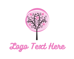 Pink - Pink Cherry Blossom Tree logo design