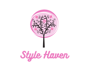 Cherry Blossom - Pink Cherry Blossom Tree logo design