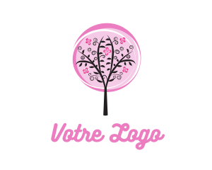 Branch - Pink Cherry Blossom Tree logo design