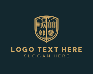 Land - Farm Agriculture Shield logo design