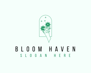 Organic Floral Hand logo design