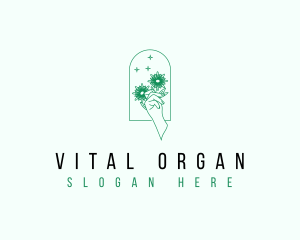 Organic Floral Hand logo design