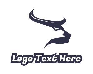 Bullfighting - Abstract Blue Horns logo design