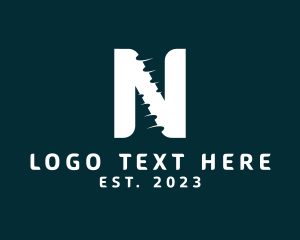 White - Handyman Screw Letter N logo design