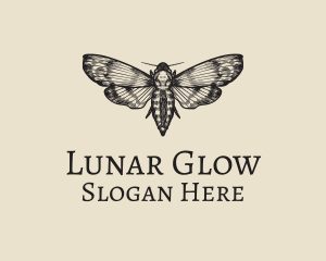 Rustic Lunar Moth logo design