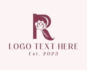Botanical - Lotus Flower Letter R logo design